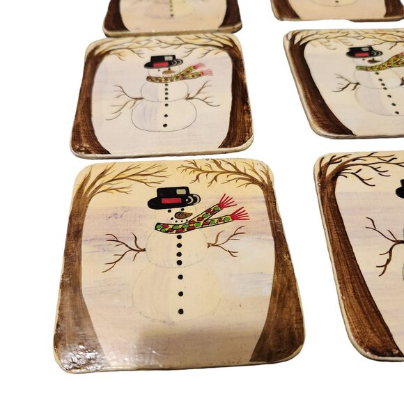 Hand Painted Snowman Coaster Set With Box By The Foreside Company - Picture 8 of 16